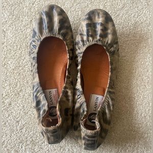 Lanvin Leather Animal Print Ballet Flats